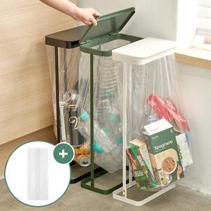 [리본제이]레트로 가비지백 스탠드 분리수거함 슬림형 3P + 비닐봉투 30매 / 분리수거함 쓰레기봉투 거치대