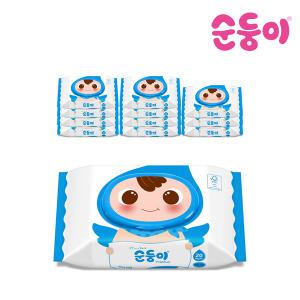 [순둥이] 프리미엄 무향 (플레인) 아기물티슈 휴대 캡형 20매 12팩 (cP휴12)