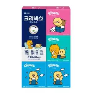 크리넥스 미용티슈 디럭스 미니 카카오프렌즈 각티슈 230매 6개입