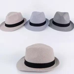 중년 남성 봄 여름 코튼 헤링본 페도라 신사 모자 052