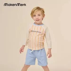 [메켄메르크]유아 아기 래쉬가드 상하의 2pcs + 수영모세트