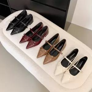 [하프클럽/] 리본 스트랩 로우힐 플랫힐 0333