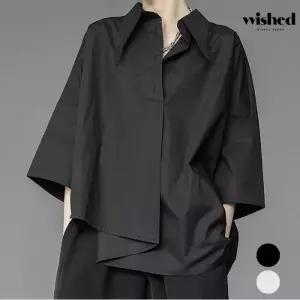 베이직 루즈핏 언발란스 7부 소매 셔츠 (WIBCBL021)