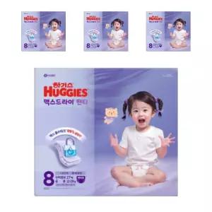 2025 맥스드라이 (팬티형) 8단계 공용 (27매X4팩) 수퍼점보형 하기스 기저귀