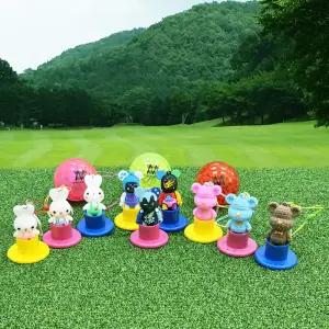 캐릭터 파크골프티 티걸이세트 분실방지 스페이스 베어 멜빵바지 토끼 카툰 곰 실리콘티 고무티 파크골프