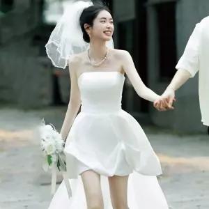 셀프 웨딩 드레스 미니 유색 제주 야외 스냅 촬영 드레스