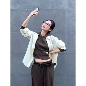 [롯데백화점]씨씨콜렉트 리본 스트랩 셔츠 블라우스 C253MSC008