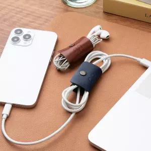 무에뜨 국내생산 소가죽 케이블 전선 정리 홀더 이어폰 줄감개