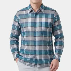 남성 봄 여름 울 체크 긴팔 남방 셔츠 ARS78 중년