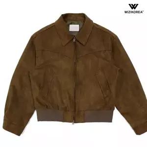 남성 스웨이드 세미 크롭 카라 집업 숏 자켓 봄 가을 간절기 아우터 세무 점퍼 WI240J