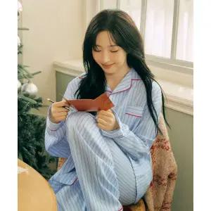 DOSSY [2PAC 2PAC 투팍K 팩] 실크핏 클로에 긴팔 커플 잠옷 세트