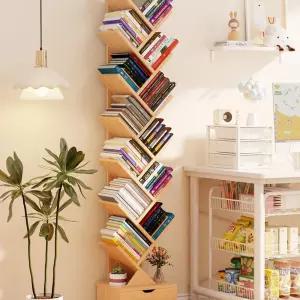 북트리 책꽂이 북타워 지그재그 커브 수납 선반 우드 스탠딩