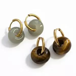 티타늄스틸 아벤츄린 타이거아이 호안석 은침 링 연옥 비즈 보석 원석 귀걸이 주얼리 터키석 써지컬