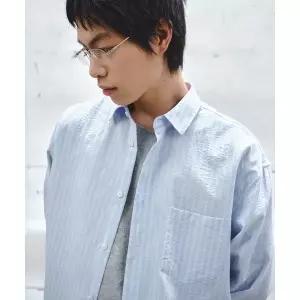 INTEMPOMOOD 벤자민 스트라이프 크롭 셔츠_스카이블루 2066587