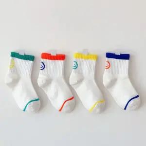 네온 스마일 메쉬 양말 4개 set/여름양말/목양말/키즈양말/아동양말