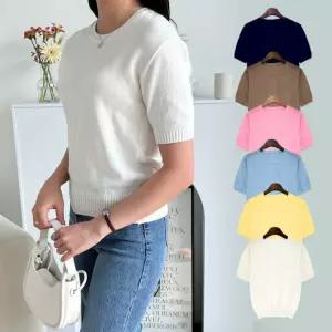 탄야 코튼 라운드 반팔 니트 SD-230419 여성 여자 팔니트 니트티 팔티