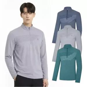 남성 하이쿨 흡습 냉감 스트라이프 등산 긴팔 반집업 티셔츠 KSC048VT4M