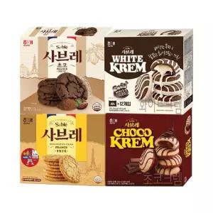 해태 사브레 오리지널 252g+초코 236g+화이트크렘 204g+초코크렘 204g (총 4개)