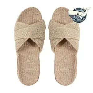 (색상 썸머타임-레드화이트)여름 사무실 리넨 슬리퍼 경량 비치 샌들 슬리퍼 가벼운 비치 여름 사무실 해변