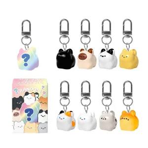 랜덤 식빵 고양이 키링 (22개)/아크릴/세트/예쁜/인형/키홀더/뽑기/열쇠/홀더/가챠/미니/박스/가방/장식
