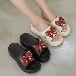 레드리본 포인트 여자 성인 여름 사무실 발편한 귀여운 리본 여성슬리퍼