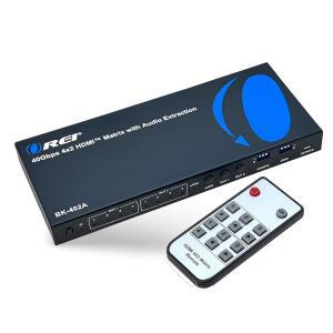 OREI 8K 4X2 HDMI 매트릭스 스위치 U2013 40GBPS 2.1 오디오 추출 EARC 다운스케일링 EDID 관리(BK-402A)