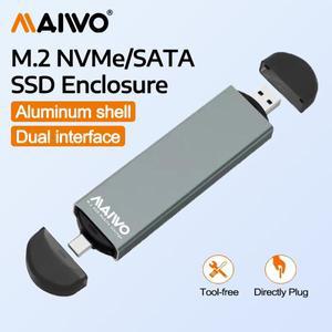 MAIWO M.2 NVMe & SATA SSD용 케이스 10Gbps USB A to C M 또는 B+M 키 사이즈 지원 4TB 저장 용량 알루미