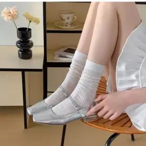 J2K 썸머 쿨 시스루 롱 양말 루즈 삭스 여름 얇은 망사