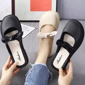 [옷자락]여자 리본 포인트 뮬 봄 여름 장식 메리제인 슬리퍼