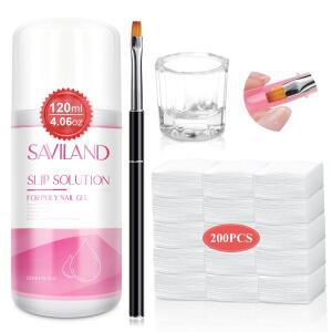 Saviland 120ml 폴리 젤 네일 용 슬립 솔루션 초보자 액체 스틱 방지 키트 확장 아트