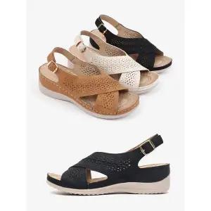 [하프클럽/]펀칭 컴포트 여성 스트랩 샌들 4.5cm