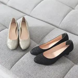 여성30대구두 샤이닝 펌프스힐 2컬러 둥근코 구두 5cm (255-270)