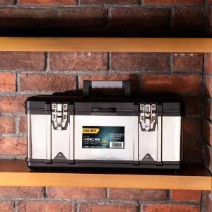 17 인치 스테인레스 스틸 도구 케이스 잠금 디자인 다기능 상자 뚜껑 손잡이가있는 휴대용 주최자 보관