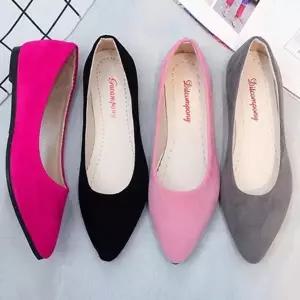 [옷자락]여자 비비드 3컬러 스웨이드 겨울 발편한 플랫슈즈