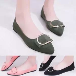 [옷자락]여자 모던 금장자식 스웨이드 4컬러 데일리 플랫슈즈