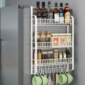 흡착식 3단 냉장고걸이 선반 화이트) 사이드랙 냉장고사이드랙 냉장고선반