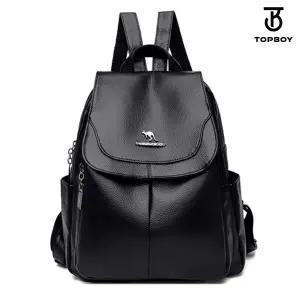 [탑보이] 심플 로고 레더 백팩 (BG069)