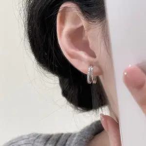 [하프클럽/]귀걸이 큐빅 링 라인 두줄