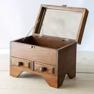 티크나무 거울 미니 수납함 문갑 티크나무 우드 수납함 문갑