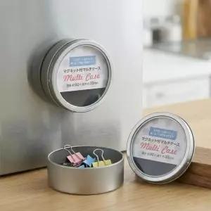 벽면부착 마그넷 틴케이스 원형 수납함 인테리어 소품함 투명창 보관함