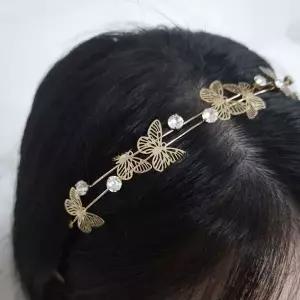 [콩심팥심]금속 나비 큐빅 헤어밴드 머리띠 웨딩 헤어 장식품