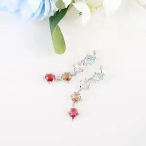 [하프클럽/]시후주얼리 컬러 스톤 롱 드롭 귀걸이 EC551E