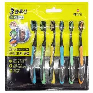 [콩심팥심]구석구석 깨끗하게 닦아줘요 대나무숯 미세모 칫솔 6P