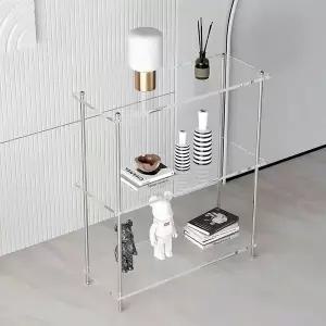 [하프클럽/]아크릴 수납장 투명 정리 선반 고급 원목 가구 3단