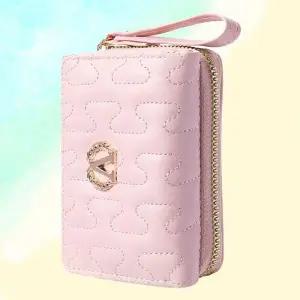 [하프클럽/]브이 버클 지퍼형 미니 여성 반지갑 카드 동전 수납