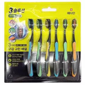 구석구석 깨끗하게 닦아줘요 대나무숯 미세모 칫솔 6P