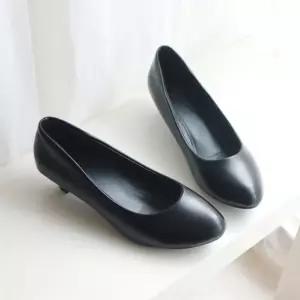 여자 심플 기본 면접구두 낮은굽 둥근코 블랙 구두 힐