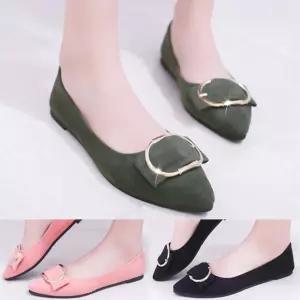 여자 모던 금장자식 스웨이드 4컬러 데일리 플랫슈즈
