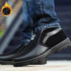 [하프클럽/]남성 겨울 방한화 기모 털 안감 데일리 슬립온