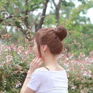 당고머리 헤어밴드 헤어 올림 곱창 머리 내츄럴브라운